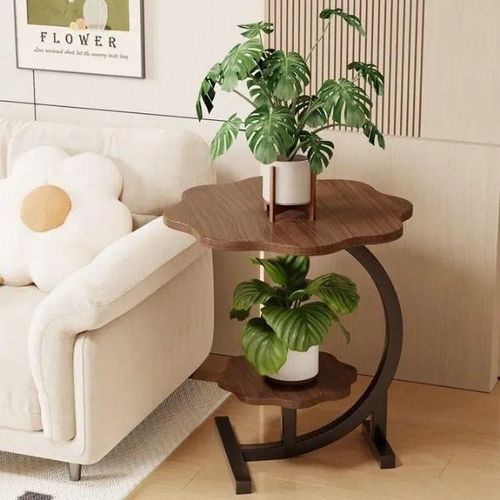 Table Appoint C-Shape Design Fleur & Double Plateau