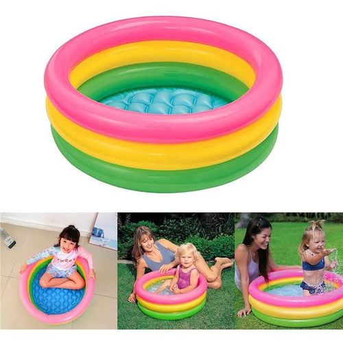 Piscine Gonflable Enfant 3 Anneaux avec Fond Matelassé