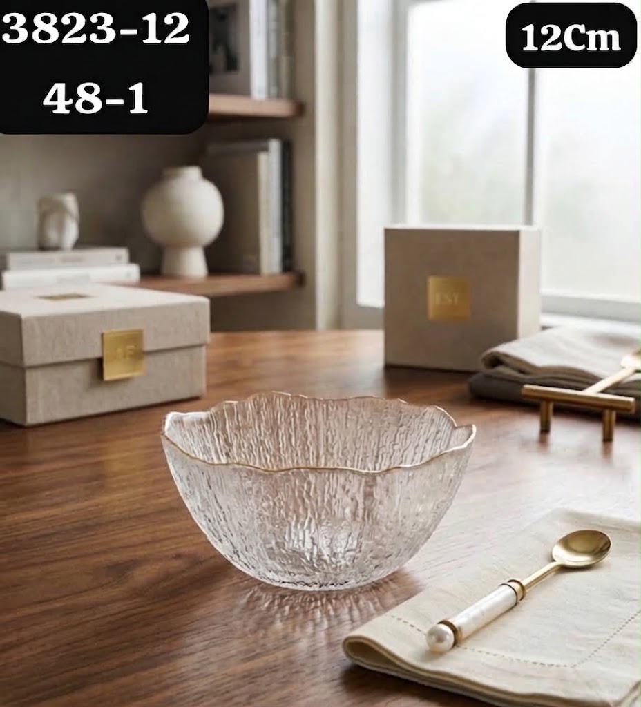 Petit Bol en Verre Martelé Liseré Doré 12 cm