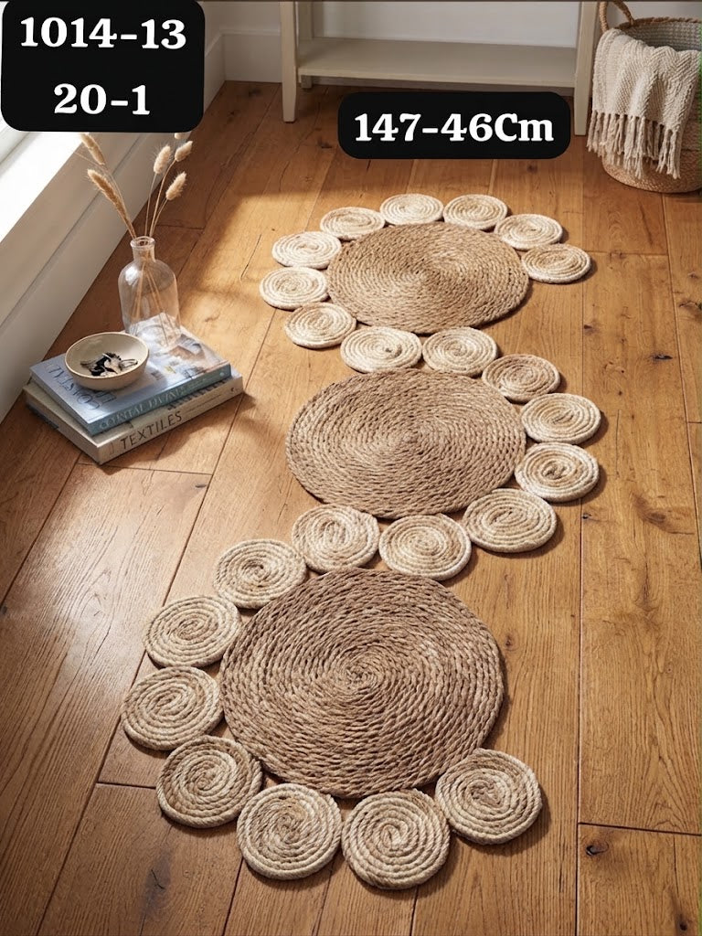 Chemin de Table / Tapis de Sol Serpentin en Jute Artisanal