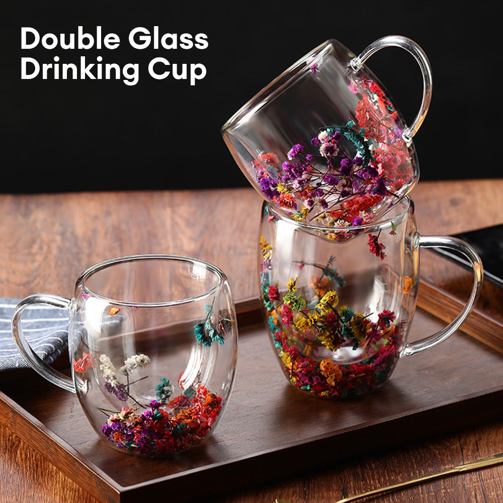 Tasse à Café en Verre à Double Paroi Samlife avec Poignée 350 ml