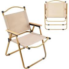 Chaise de Camping Pliable Style Kermit en Aluminium & Bois