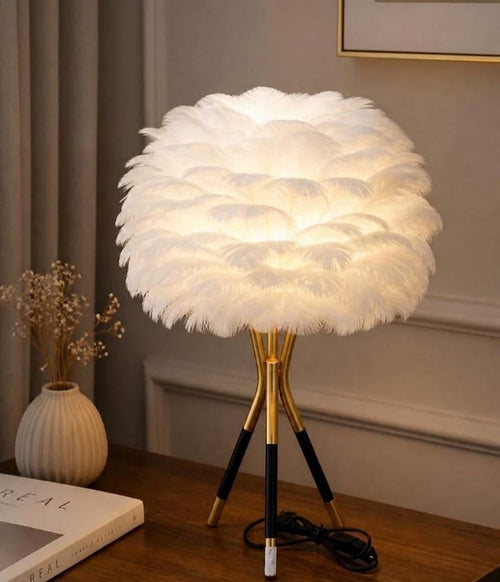 Lampe de Table Design en Plumes de Oie Chics