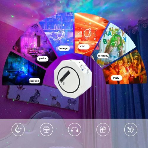 Projecteur Galaxie LED Hexagonal avec Haut-Parleur Bluetooth & Télécommande