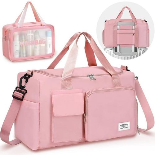 Sac de Voyage & Sport Grand Format Rose avec Trousse de Toilette
