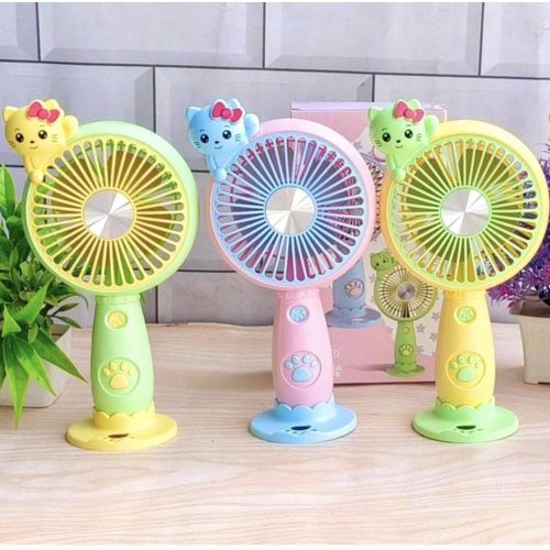 Mini Ventilateur de Table Portable Rechargeable USB Motif Chat Cartoon