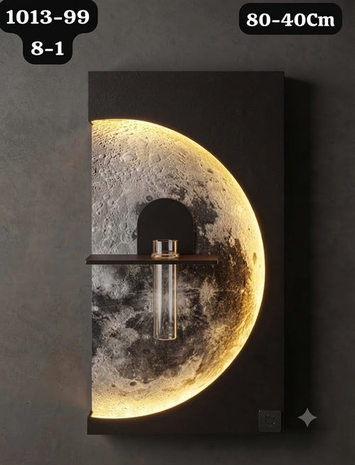 Applique Murale Décorative Lumineuse Motif Bâton de Lune avec Soliflore