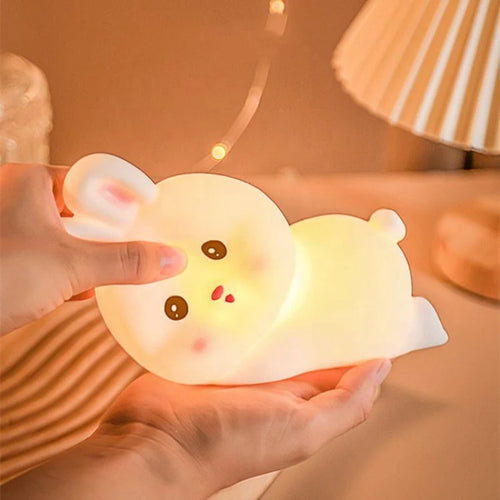 Veilleuse LED Tactile en Silicone Motif Lapin Couché