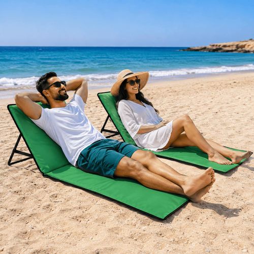 Tapis de Plage Pliable Isotherme avec Dossier Inclinable & Pochette