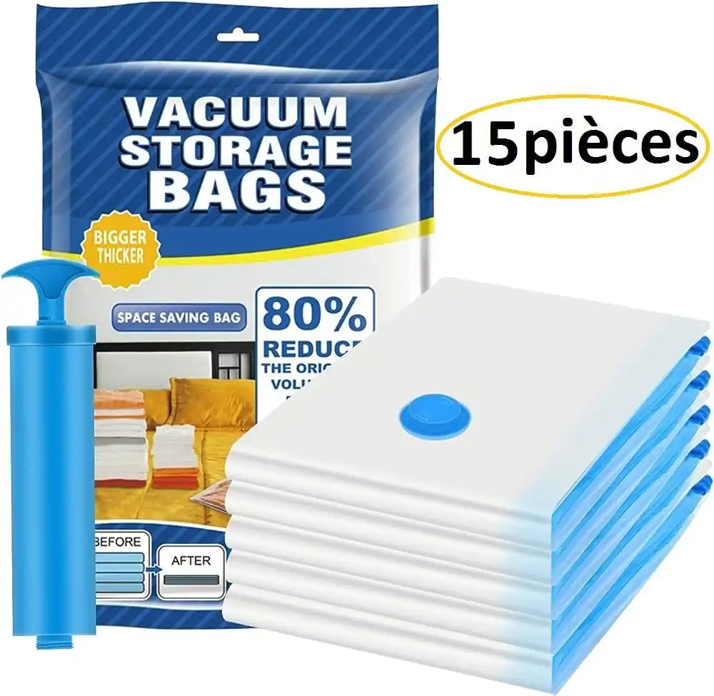 Lot de Housse de Rangement Sous Vide avec Pompe Manuelle
