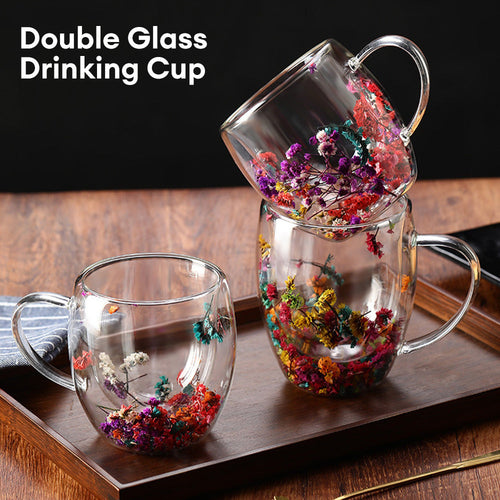 Tasse à Café en Verre à Double Paroi Samlife avec Poignée 350 ml