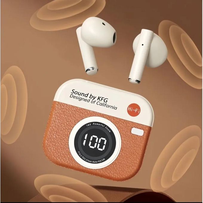 Écouteurs Sans Fil Bluetooth Vintage avec Boîtier Style Appareil Photo