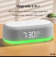 Station de Charge Réveil Multifonction 6-en-1 avec Enceinte Bluetooth