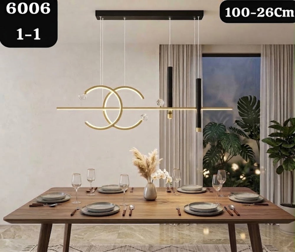 Lustre Suspension Design Anneaux Entrelacés et Cylindres