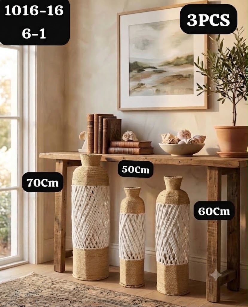 Set de 3 Vases Décoratifs de Sol en Fibres Tressées