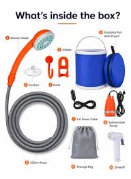 Douche Portative Rechargeable avec Seau Pliable
