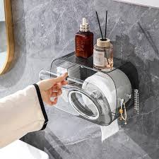 Distributeur de Papier Toilette & Boîte de Rangement Murale Fumé Transparent