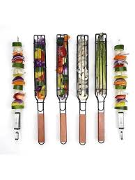 Paniers à Brochettes Individuels pour Barbecue avec Manche en Bois