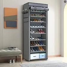 Meuble Étagère à Chaussures en Tissu avec Housse de Protection